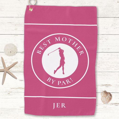 Best Mother By Par Golfer Monogrammed Sports Pink Golf Towel
