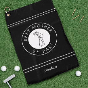 Best Mother By Par Golfer Sports Funny Black Cute Golf Towel