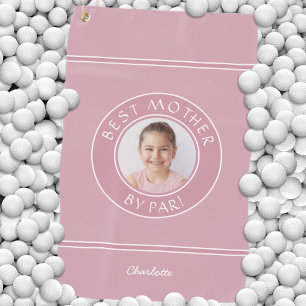 Best Mother By Par Photo Cute Sports Golfer Pink Golf Towel