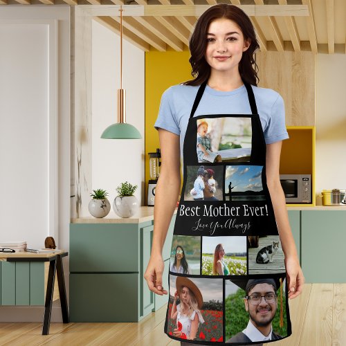 Best Mother Ever 8 Photo Collage White Script Apron
