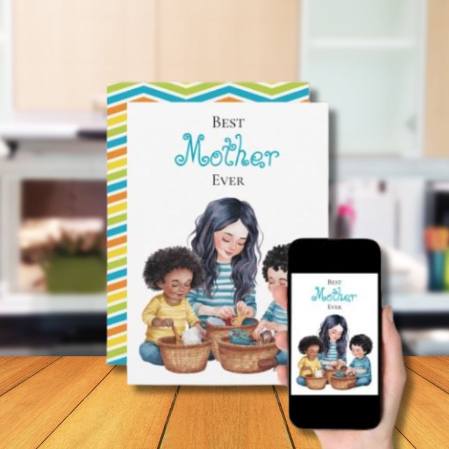 Best Mother Ever Child & Mom Bonding Moment Design Card (Creator Uploaded)