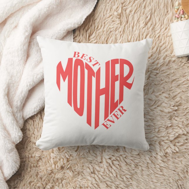 Best Mother Ever, Custom Heart Photo Throw Pillow (Blanket)
