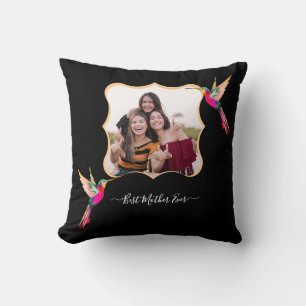 Best Mother Ever! Family Photo Hummingbird Throw Pillow