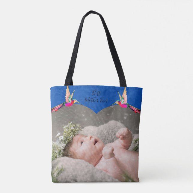 Best Mother Ever! Family Photo Hummingbird   Tote  Bag (Back)