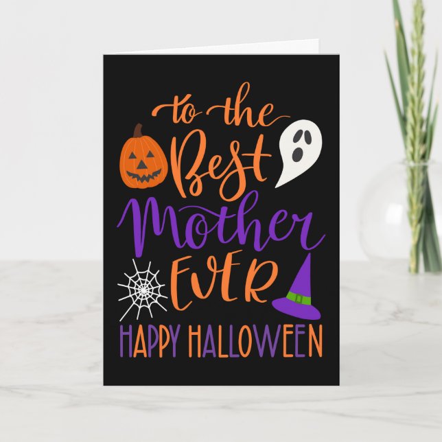 Best Mother Ever Halloween in Orange and Purple Card (Front)