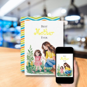 Best Mother Ever Mom & Child Bonding Moment Design Card