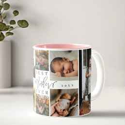 Best Mother Ever | Mother&#39;s Day 8 Photo Collage Two-Tone Coffee Mug