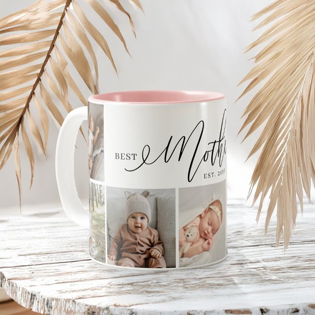 Best Mother Ever Script Mothers Day Photo Collage Two-Tone Coffee Mug (Best Mother Ever Script Mothers Day Photo Collage Two-Tone Coffee Mug)