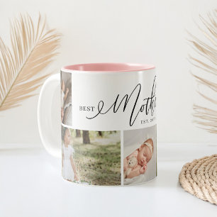 Best Mother Ever Script Mothers Day Photo Collage Two-Tone Coffee Mug