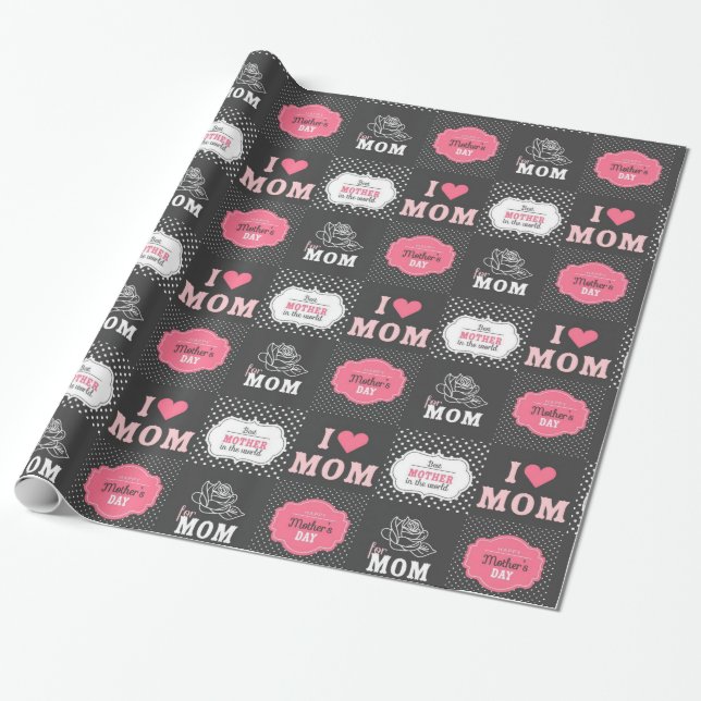 Best Mother In The Whole World Wrapping Paper (Unrolled)