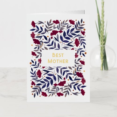 Best Mother Magical burgundy Garden Mothers Day Foil Holiday Card