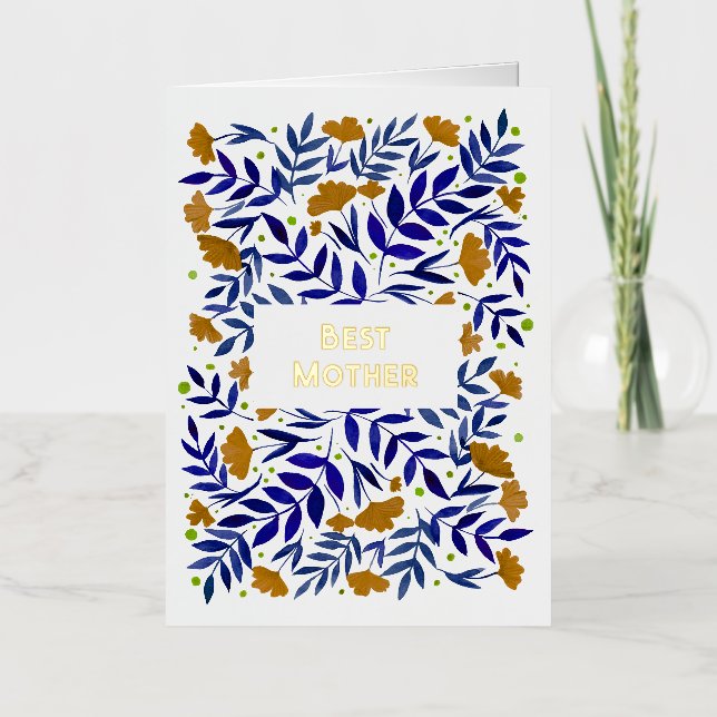 Best Mother Magical Yellow Garden Mother's Day Foil Holiday Card (Front)