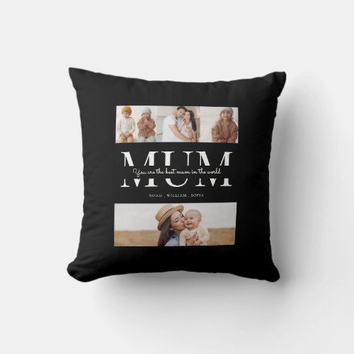 Best mum black and white 4 photo  throw pillow