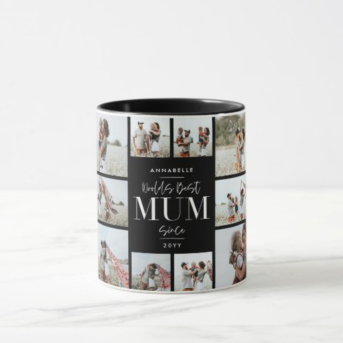 best Mum black modern minimal photo collage Mug