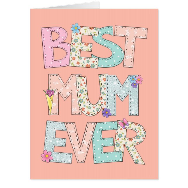 Best Mum Ever Big Peach Mothers Day Card (Front)