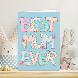 Best Mum Ever Blue Mothers Day Holiday Card