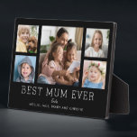 Best Mum Ever Children 5-Photo Collage Custom Plaque<br><div class="desc">Simple and clean design lets your family photos shine on this Best Mum Ever plaque. A large photograph in the center with two smaller photos on either side let you insert your own photos easily. Best Mum Ever is written below in a modern font. Two lines below let you complete...</div>