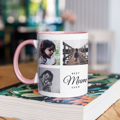 Best Mum Ever Cute Trendy Instagram Photo Collage Two_Tone Coffee Mug