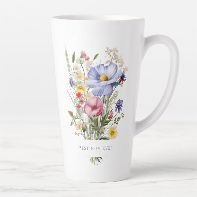 Best Mum Ever English Garden Bouquet Mother's Day Latte Mug (Right)