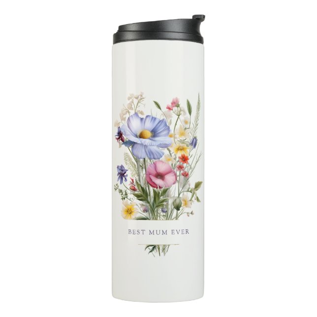 Best Mum Ever English Garden Flowers Bouquet Thermal Tumbler (Rotated Left)