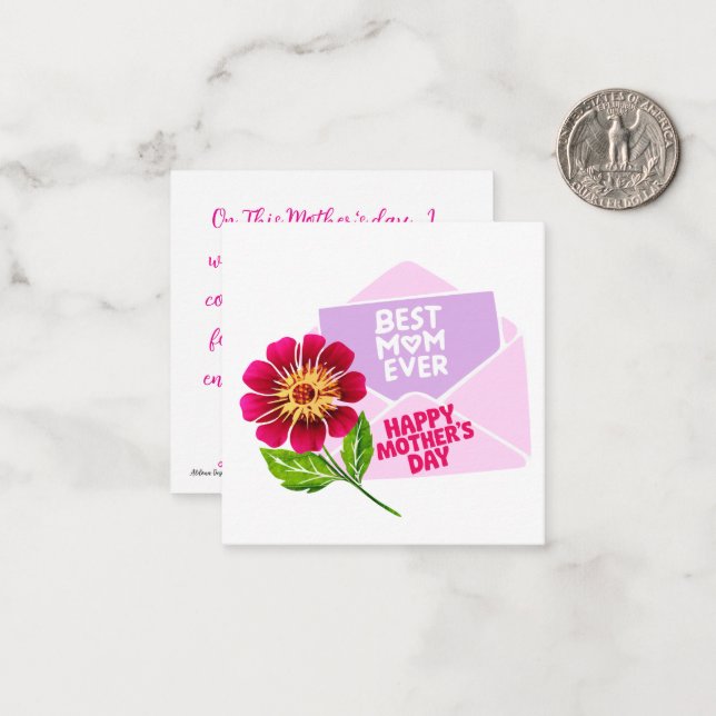 Best Mum Ever Mothers day greetings Note Card (Front/Back In Situ)
