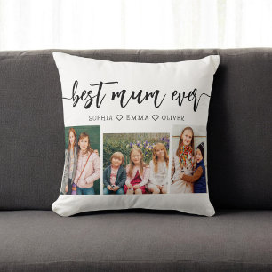 Best Mum Ever - Mother's Day Photo Collage Throw Pillow