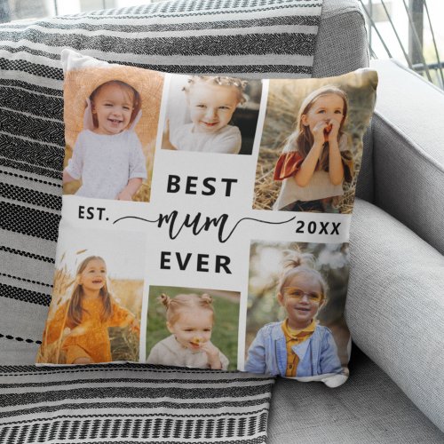 Best Mum Ever _ Mothers Day Photo Collage Throw Pillow