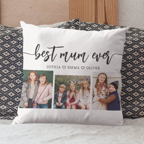 Best Mum Ever _ Mothers Day Photo Collage Throw Pillow