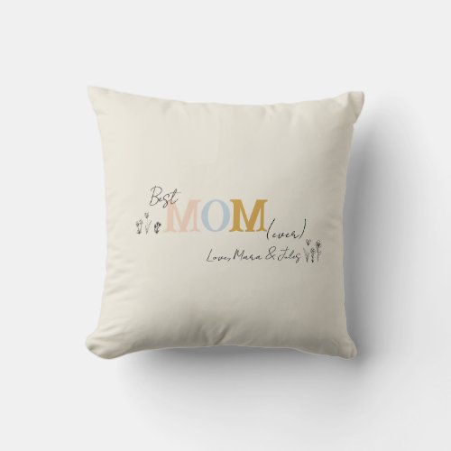 Best Mum Ever Mothers Day Throw Pillow