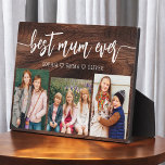 Best Mum Ever - Mother's Day Wood Photo Collage Plaque<br><div class="desc">Celebrate your mom with the "Best Mum Ever" Mother's Day Photo Collage Plaque. This personalized plaque features a beautifully arranged collage of cherished photos, capturing special moments and memories. The heartfelt message "Best Mom Ever" adds a loving touch. Crafted from high-quality materials with a sleek finish, it's perfect for displaying...</div>