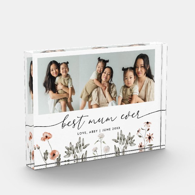 Best Mum Ever | Multi Photo Mother's Day Keepsake  Acrylic Award (Left)