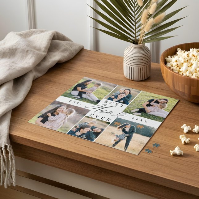 Best Mum Ever Mum Script Heart Photo Collage Jigsaw Puzzle (Best Mum Ever Mum Script Heart Photo Collage Jigsaw Puzzle)