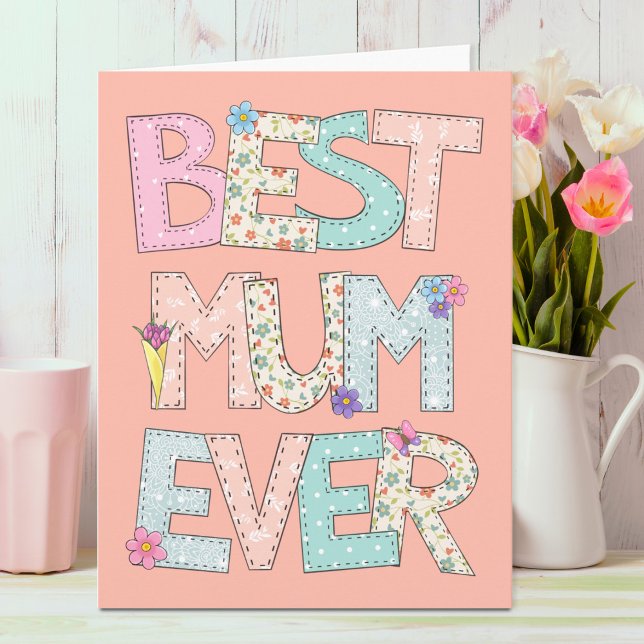 Best Mum Ever Peach Mothers Day Card (Creator Uploaded)