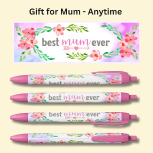 Best Mum Ever Pink Flowers Pen