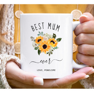 Best Mum Ever   Pretty Rustic Sunflowers Coffee Mug