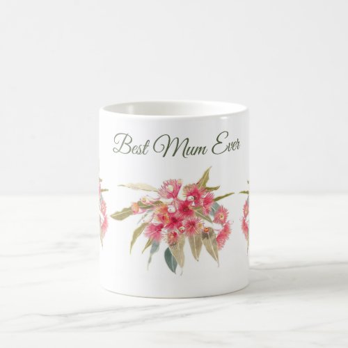 Best Mum Ever Red Floral Watercolor Coffee Mug