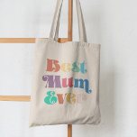 Best mum ever Vintage retro script Mother's day Tote Bag<br><div class="desc">Best Mum Ever: a simple tote bag with a colorful retro typography,  perfect to celebrate Mother's day or any other occasion.</div>