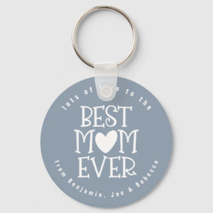 Best Mum Mom Ever Names Dusty Blue White Text Keychain