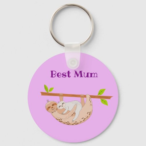 Best Mum Mothers Day Sloth  Baby Key Ring