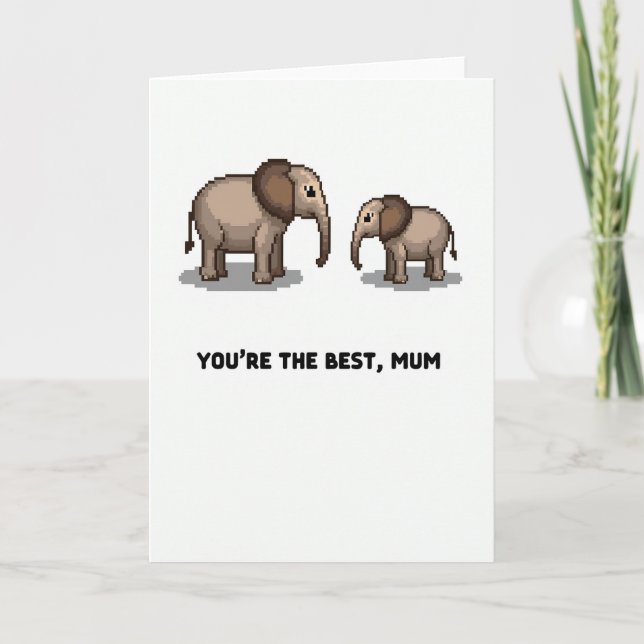 Best Mum Pixel Art Illustration Card (Front)