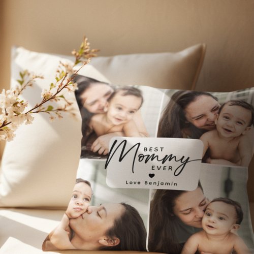 Best Mummy Ever 4 Photo Collage Personalized Throw Pillow
