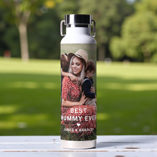 Best Mummy Ever Mother's Day Family Photo Heart Water Bottle