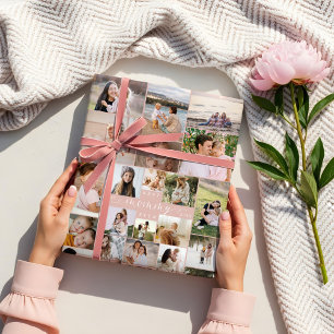 Best Mummy Ever Script Mothers Day Photo Collage Wrapping Paper Sheets