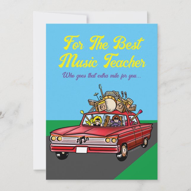 Best Music Teacher, Flat Greeting Card (Front)