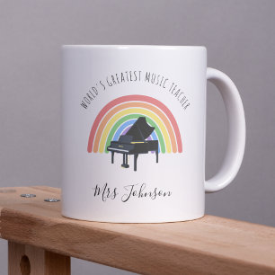 Best Music Teacher Rainbow Custom Thank you Gift Coffee Mug