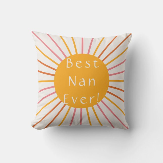 Best Nan Ever Boho Retro Sun Throw Pillow (Front)