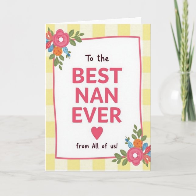 Best Nan Ever Gingham Mothers Card (Front)