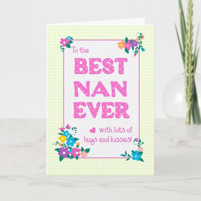  Best Nan Ever Mother's Day Hugs and Kisses Card (Front)