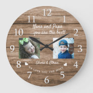 Best Nana And Papa Grandkids 2 Photo Collage Wood Large Clock at Zazzle