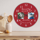 Best Nana And Papa Grandkids Photo Collage Red Large Clock<br><div class="desc">Unique grandparents gift for Christmas- Personalized photo clock with grandchildren photo,  name and message.</div>